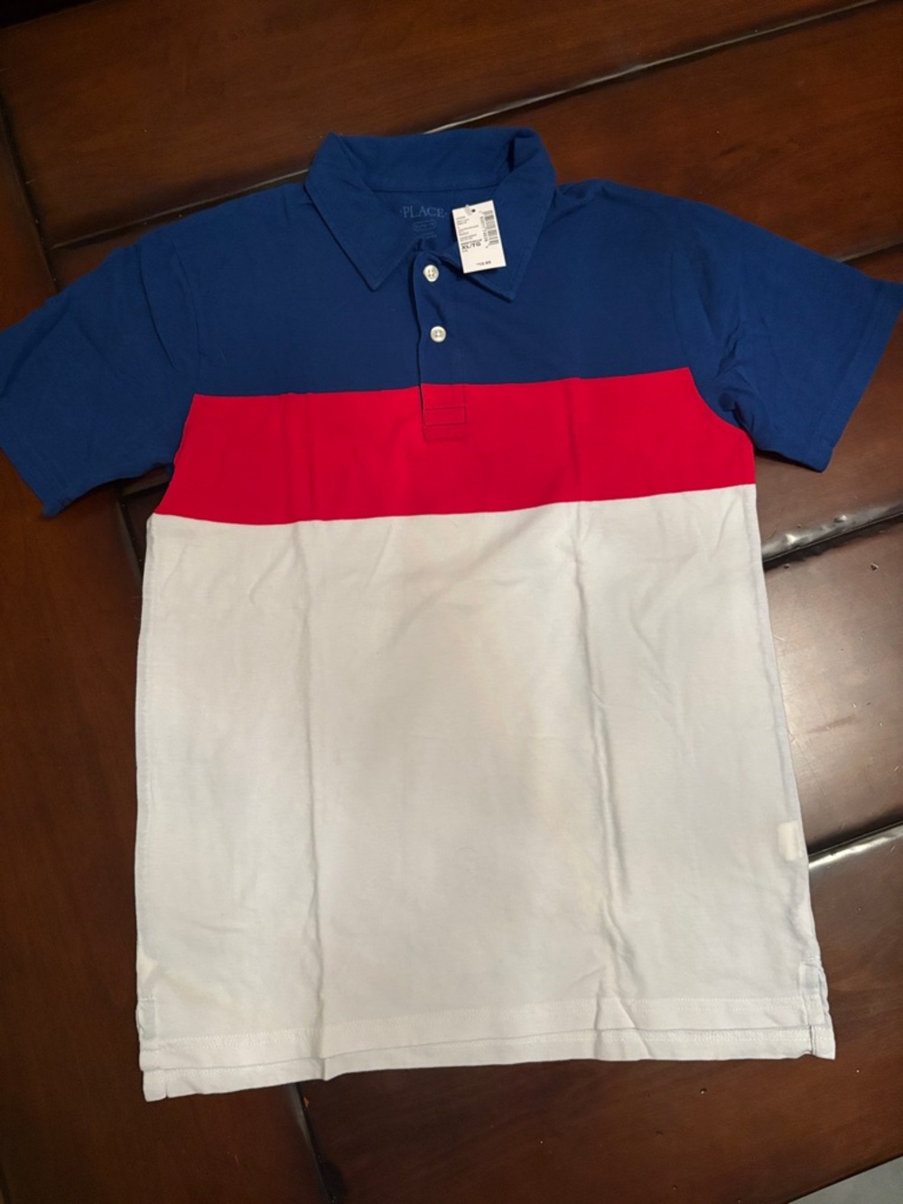 The Children's Place Blue Red White Colorblock Polo